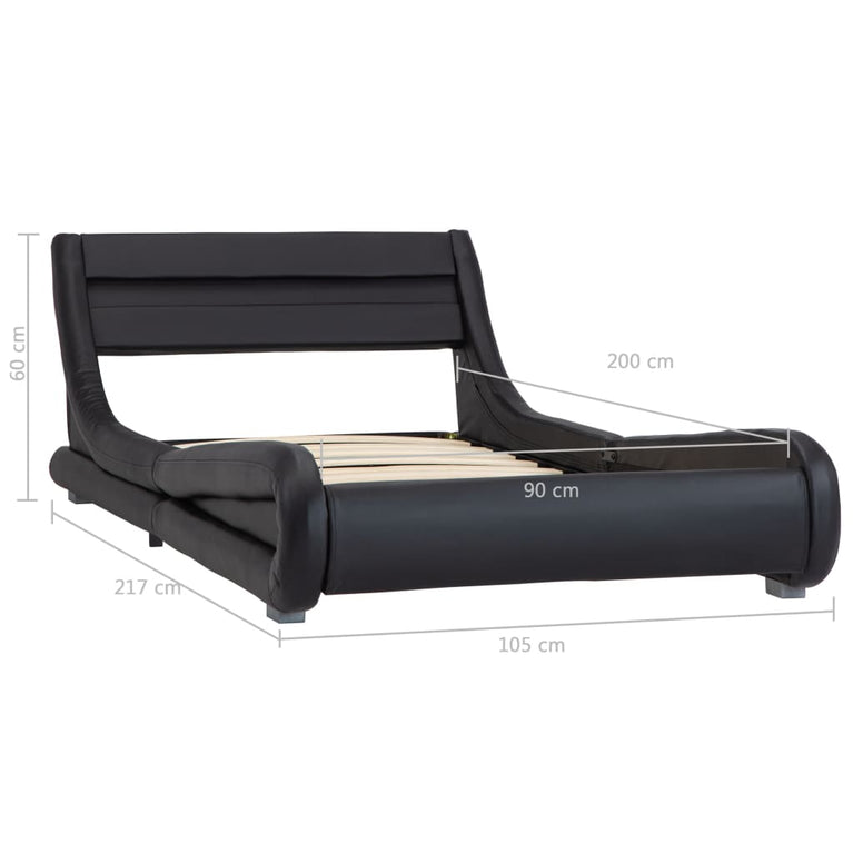 Bedframe met LED kunstleer zwart 90x200 cm