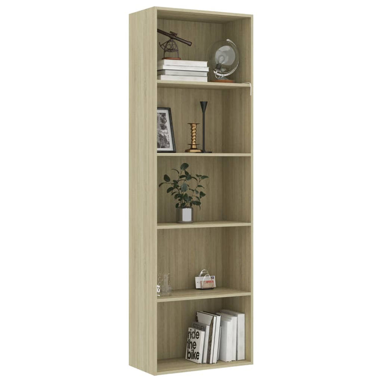 Boekenkast met 5 schappen 60x30x189 cm spaanplaat sonoma eiken