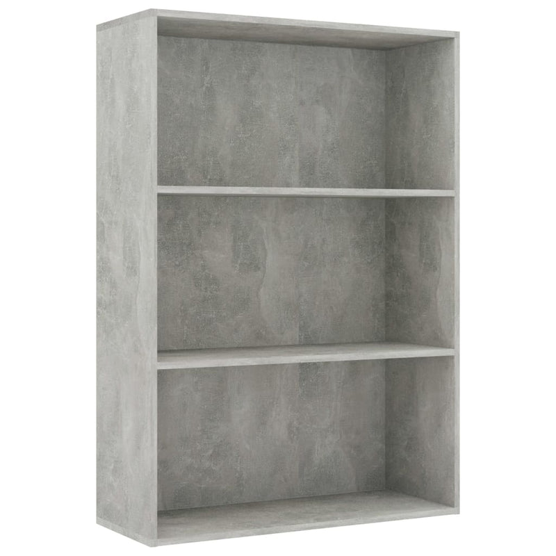 Boekenkast met 3 schappen 80x30x114 cm spaanplaat betongrijs
