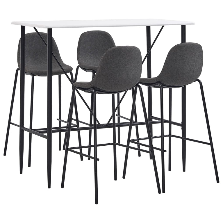 5-delige Barset stof donkergrijs