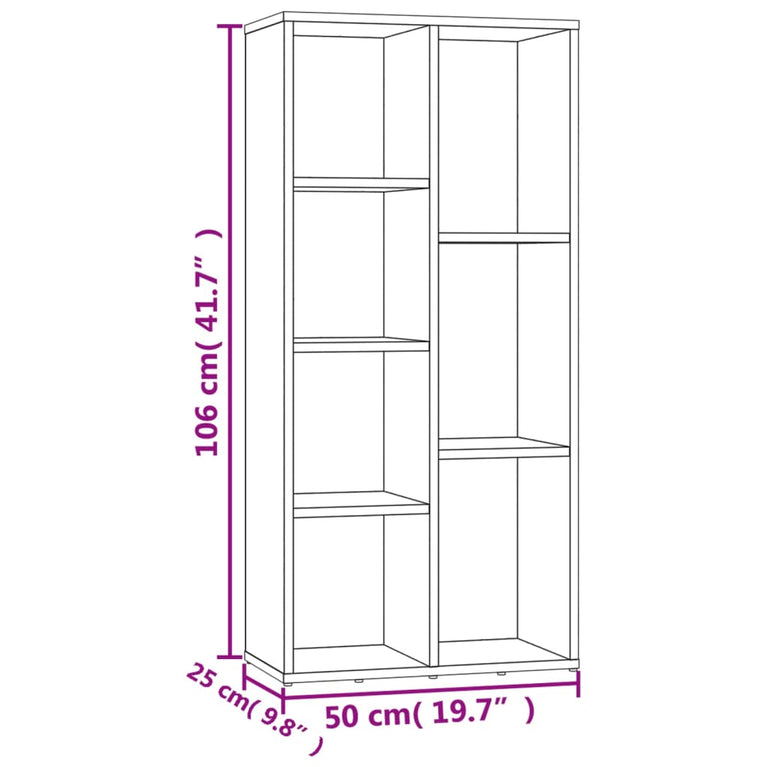 Boekenkast 50x25x106 cm bewerkt hout sonoma eikenkleurig