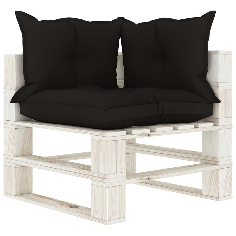 6-delige Loungeset met zwarte kussens pallet hout