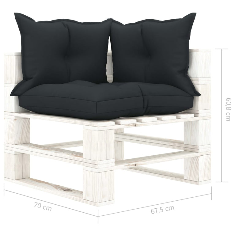 8-delige Loungeset met antracietkleurige kussens pallet hout