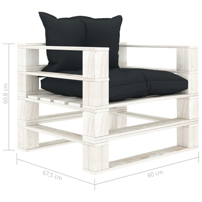 7-delige Loungeset met antracietkleurige kussens pallet hout