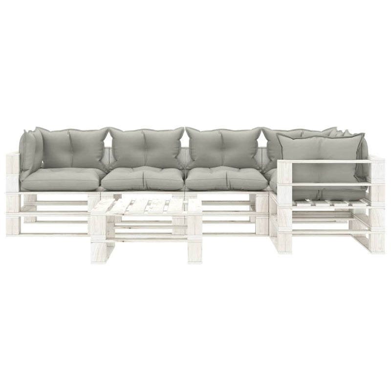 6-delige Loungeset met taupe kussens pallet hout