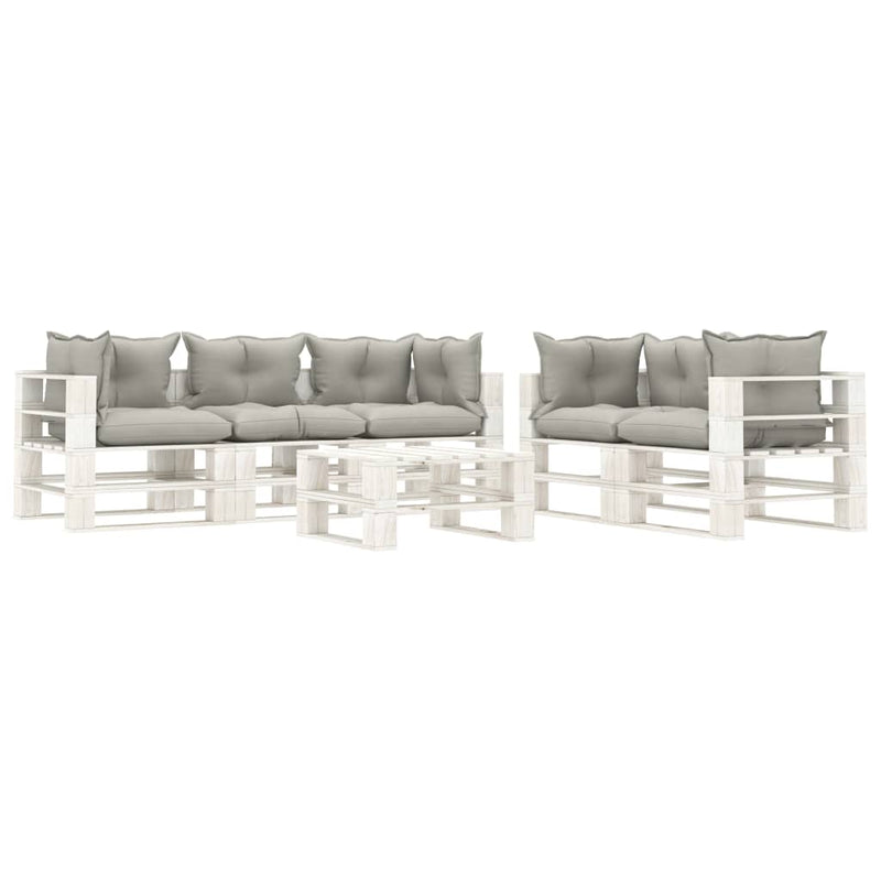 6-delige Loungeset met taupe kussens pallet hout