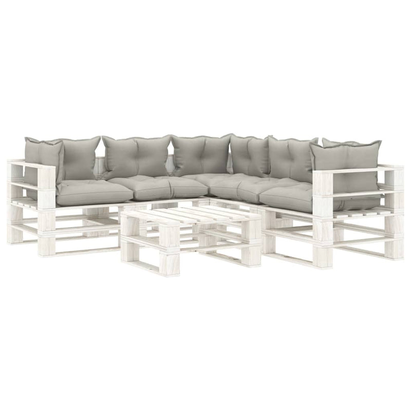 6-delige Loungeset met taupe kussens pallet hout