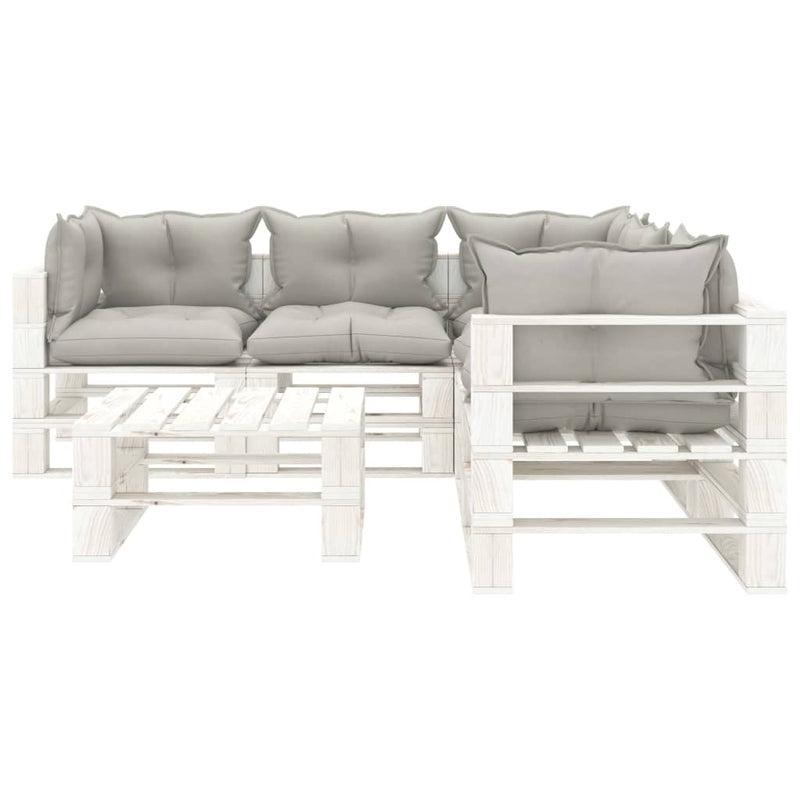 6-delige Loungeset met taupe kussens pallet hout