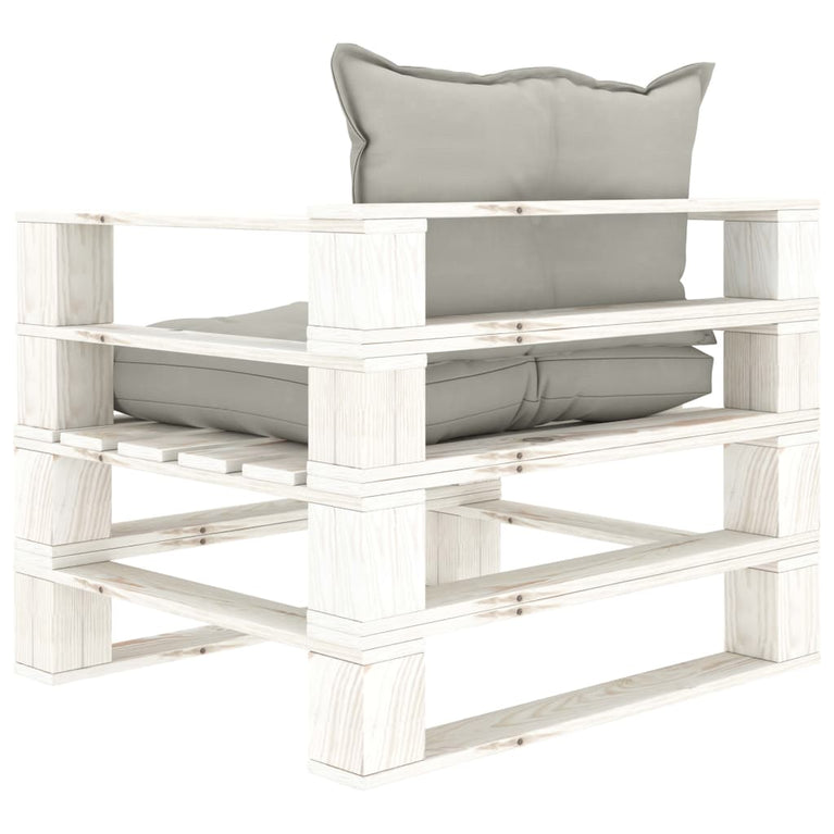 7-delige Loungeset met taupe kussens pallet hout