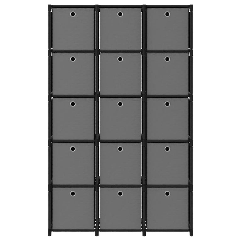 Kast met 15 vakken met boxen 103x30x175,5 cm stof zwart