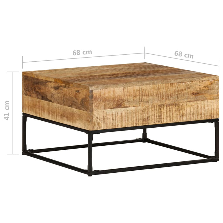 Salontafel 68x68x41 cm ruw mangohout