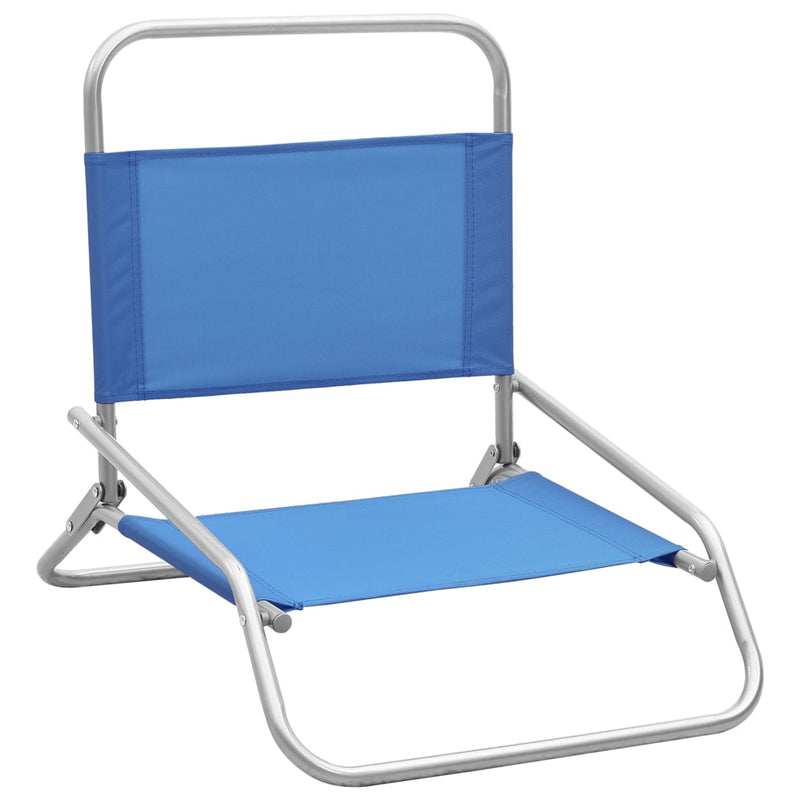 Strandstoelen 2 st inklapbaar stof blauw