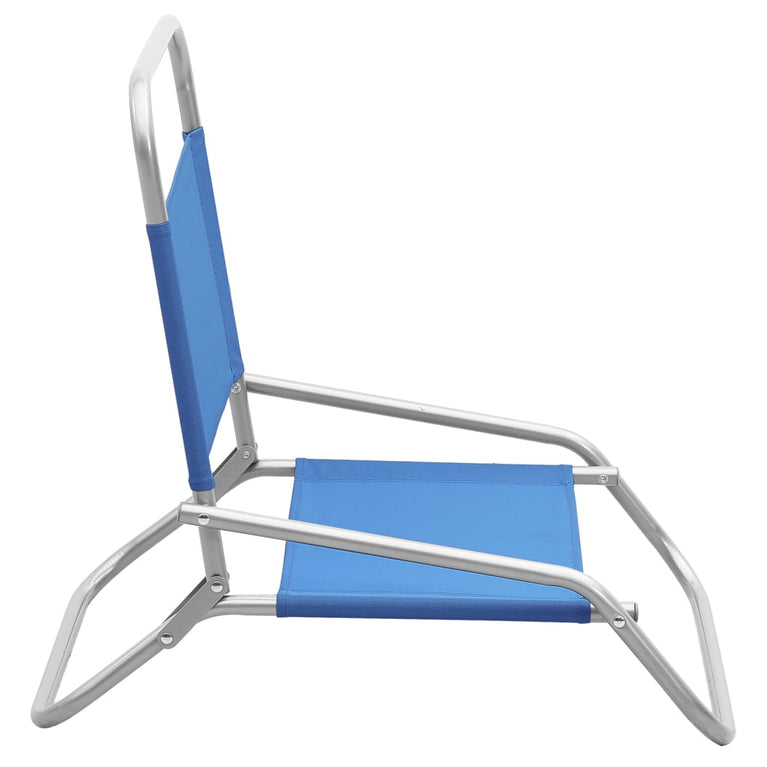 Strandstoelen 2 st inklapbaar stof blauw
