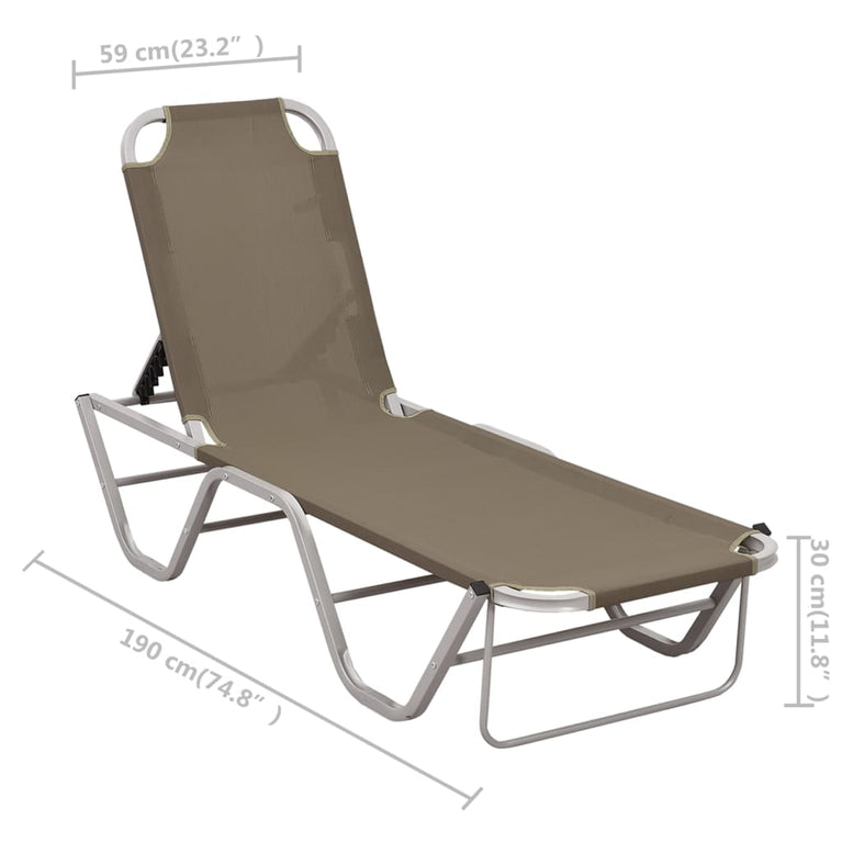 Ligbed aluminium en textileen taupe