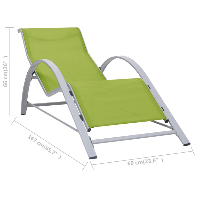 Ligbed textileen en aluminium groen