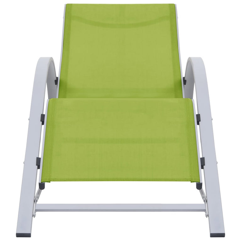 Ligbedden 2 st met tafel aluminium groen