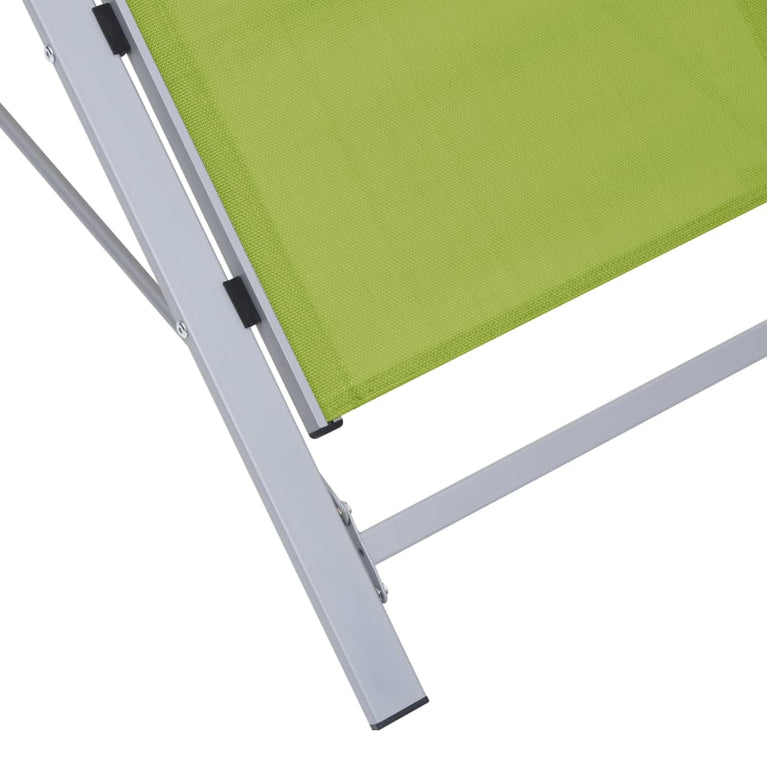 Ligbedden 2 st met tafel aluminium groen