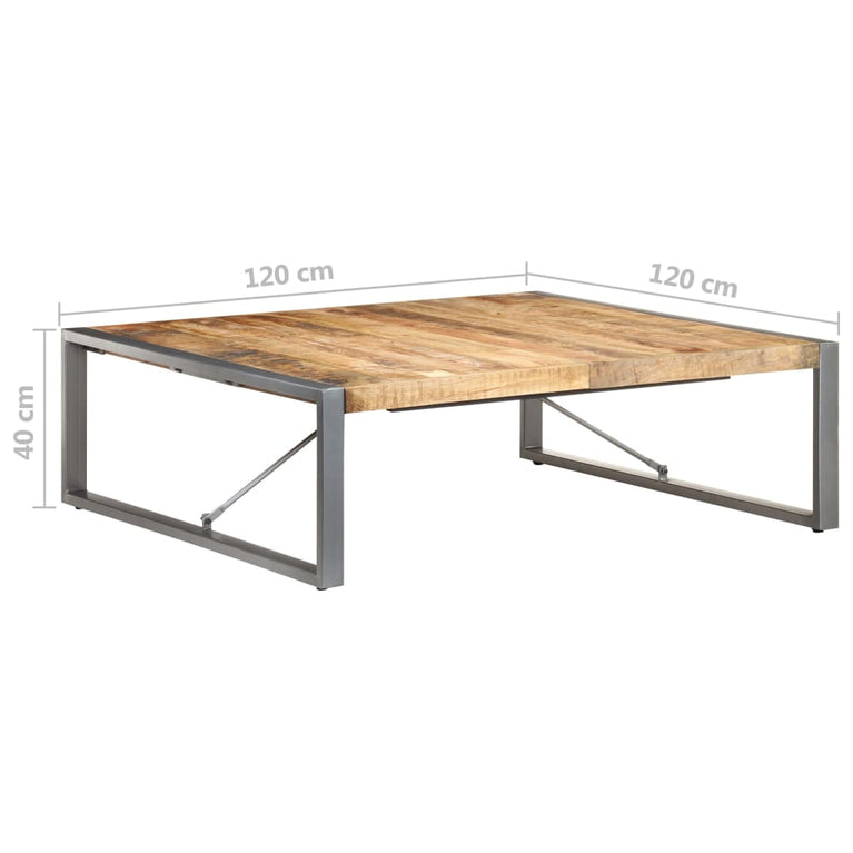 Salontafel 120x120x40 cm ruw mangohout