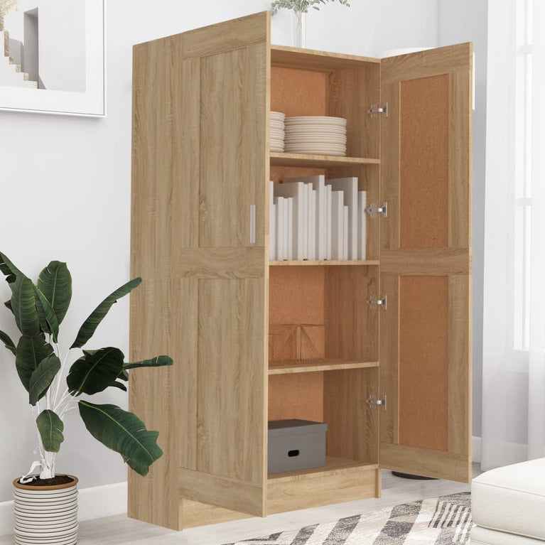 Boekenkast 82,5x30,5x150 cm bewerkt hout sonoma eikenkleurig