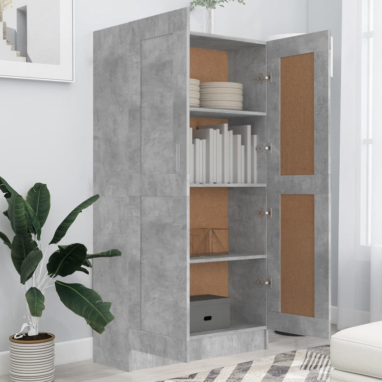 Boekenkast 82,5x30,5x150 cm spaanplaat betongrijs