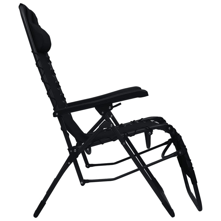 Terrasstoelen 2 st inklapbaar textileen zwart