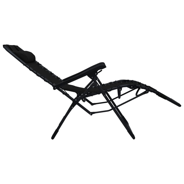 Terrasstoelen 2 st inklapbaar textileen zwart