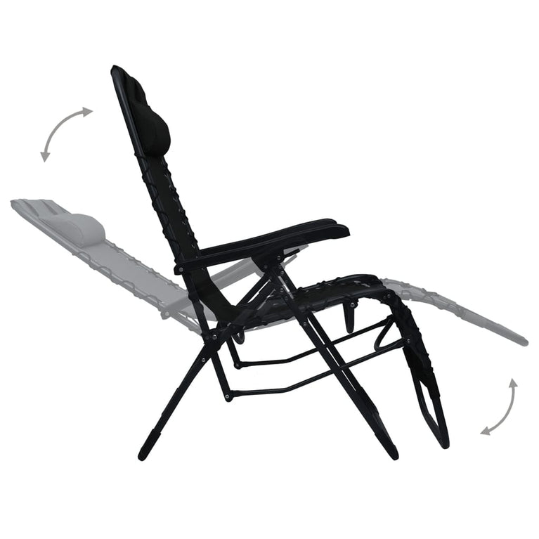 Terrasstoelen 2 st inklapbaar textileen zwart