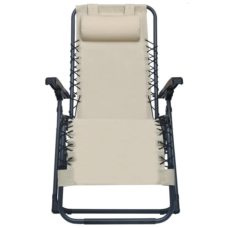 Terrasstoelen 2 st inklapbaar textileen crèmekleurig