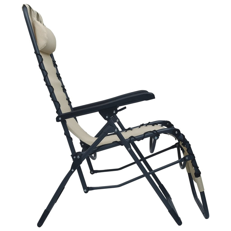 Terrasstoelen 2 st inklapbaar textileen crèmekleurig