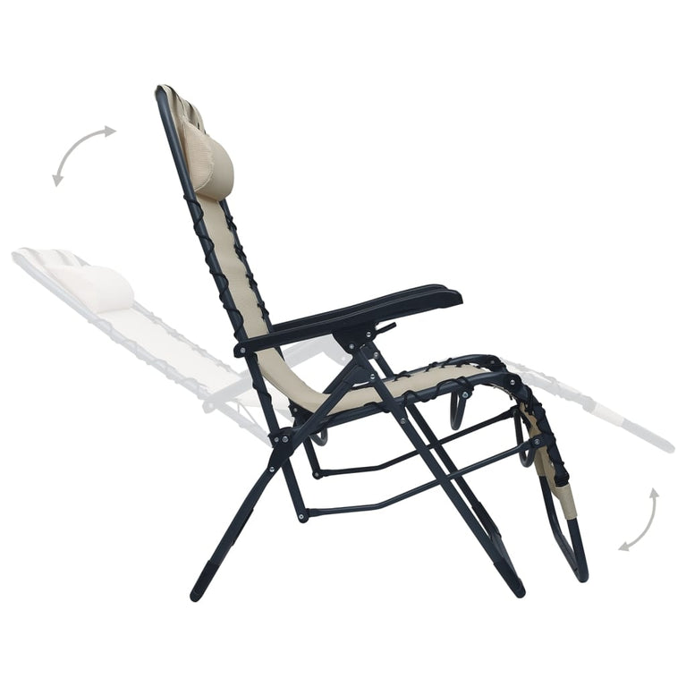 Terrasstoelen 2 st inklapbaar textileen crèmekleurig