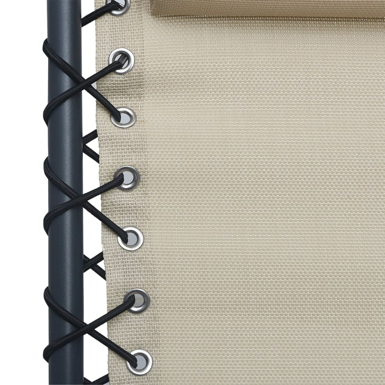 Terrasstoelen 2 st inklapbaar textileen crèmekleurig