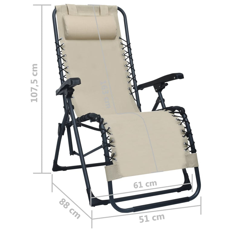 Terrasstoelen 2 st inklapbaar textileen crèmekleurig