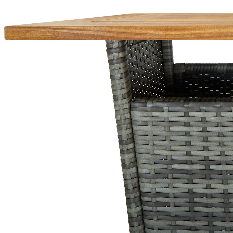 Bartafel 60x60x110 cm poly rattan en massief acaciahout grijs