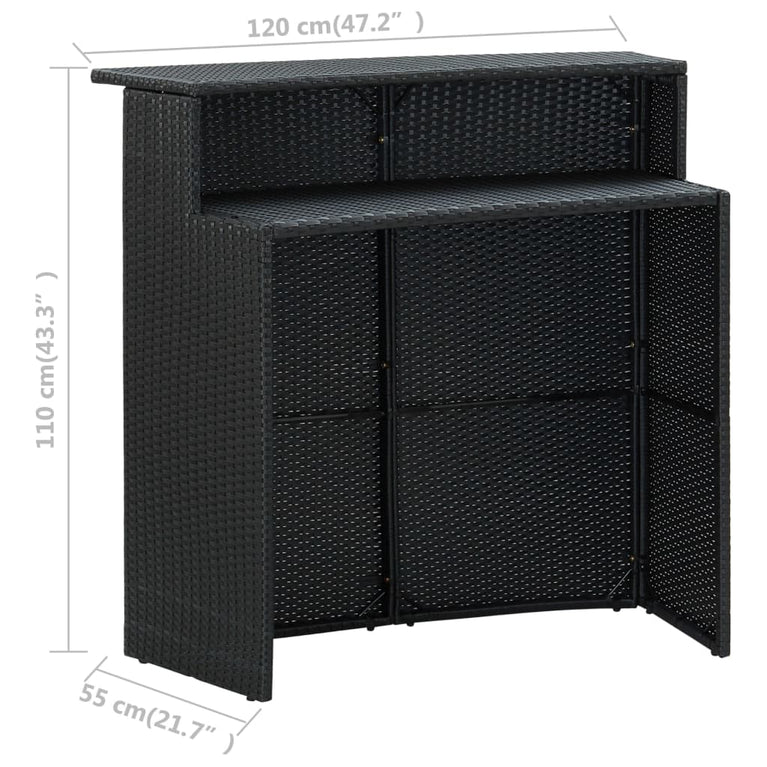 Tuinbartafel 120x55x110 cm poly rattan zwart
