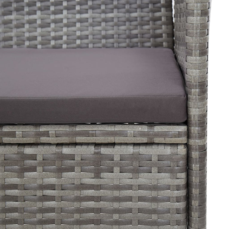 2-delige Loungeset met kussen poly rattan grijs
