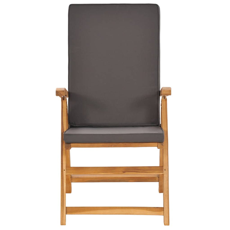 7-delige Tuinset met kussens massief teakhout grijs