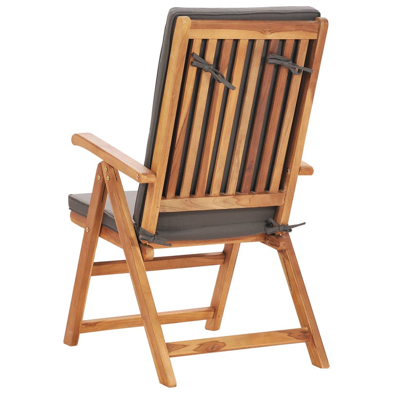 9-delige Tuinset met kussens massief teakhout grijs