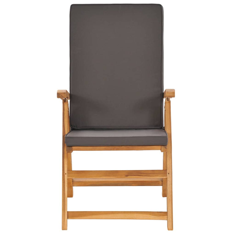 7-delige Tuinset met kussens massief teakhout grijs