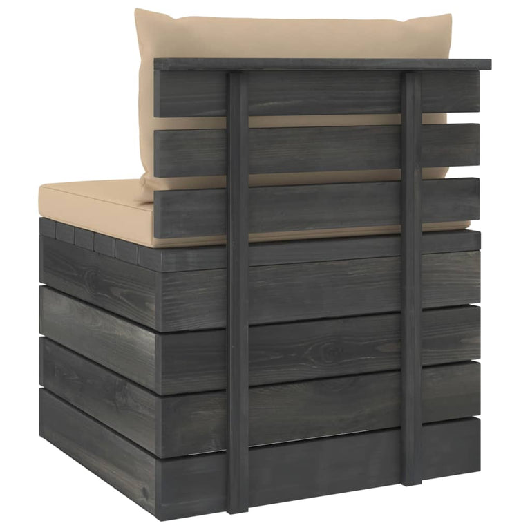 2-delige Loungeset met kussens pallet massief grenenhout