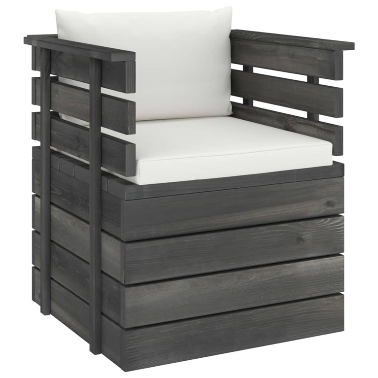 6-delige Loungeset met kussens pallet massief grenenhout