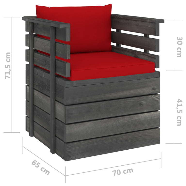 8-delige Loungeset met kussens pallet massief grenenhout
