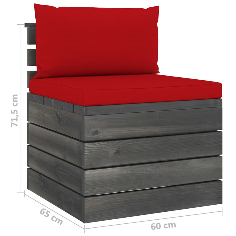 8-delige Loungeset met kussens pallet massief grenenhout