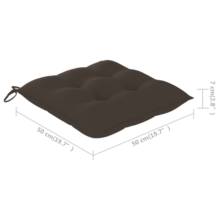 Tuinstoelen 4 st met taupe kussens massief teakhout