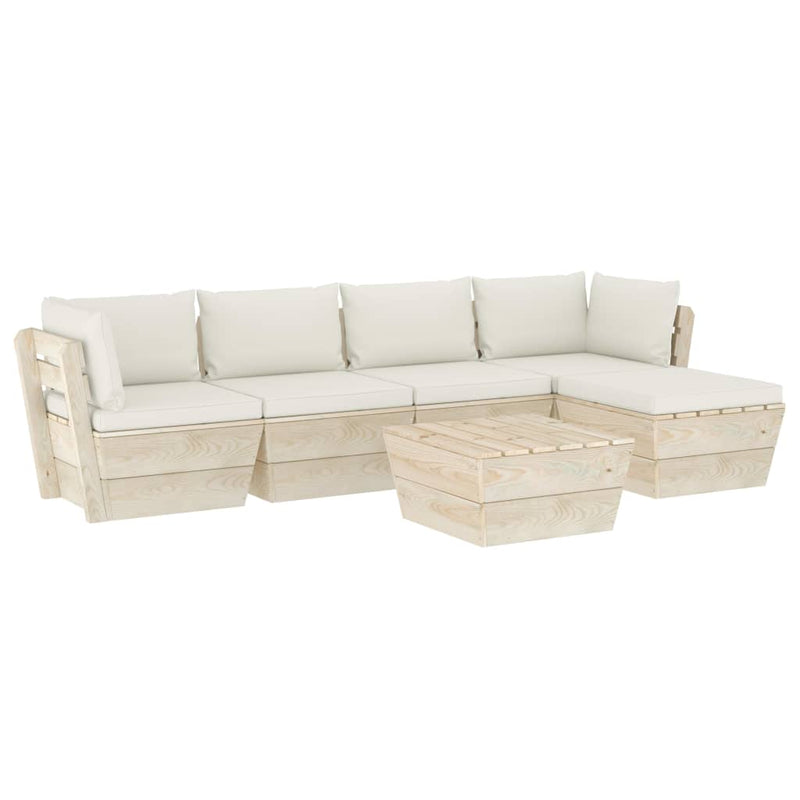 6-delige Loungeset met kussens pallet vurenhout