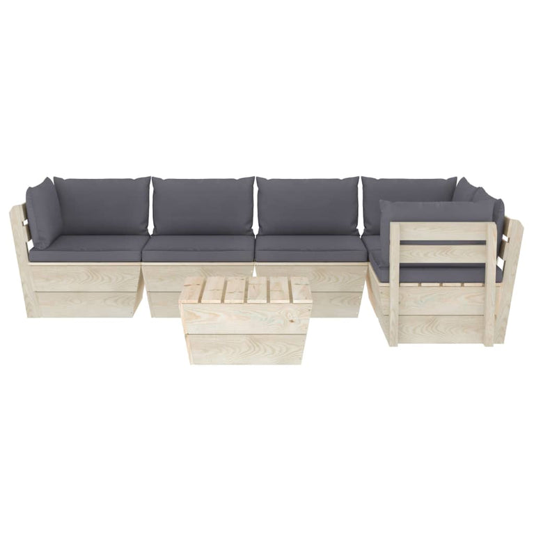 6-delige Loungeset met kussens pallet vurenhout