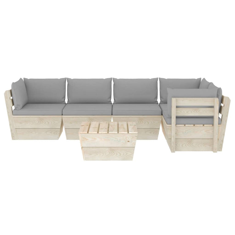 6-delige Loungeset met kussens pallet vurenhout