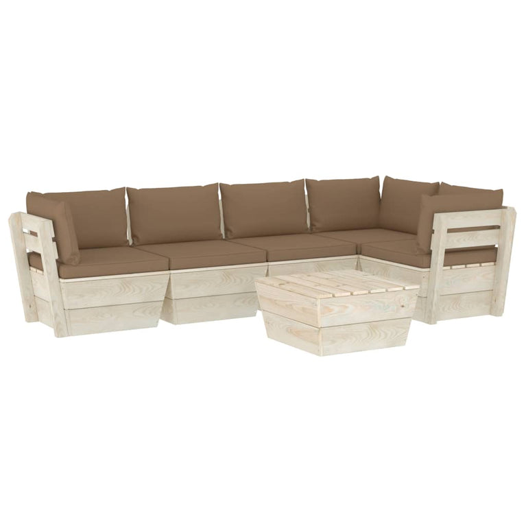 6-delige Loungeset met kussens pallet vurenhout