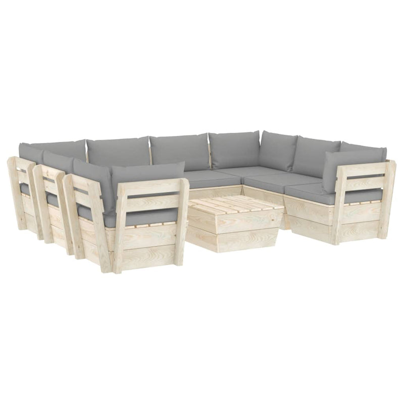 9-delige Loungeset met kussens pallet vurenhout