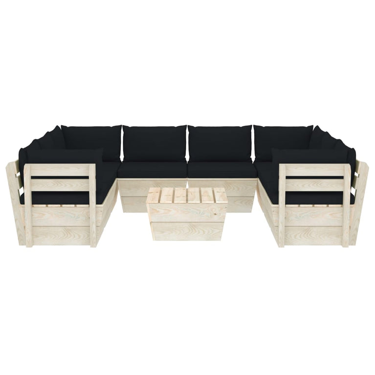 9-delige Loungeset met kussens pallet vurenhout