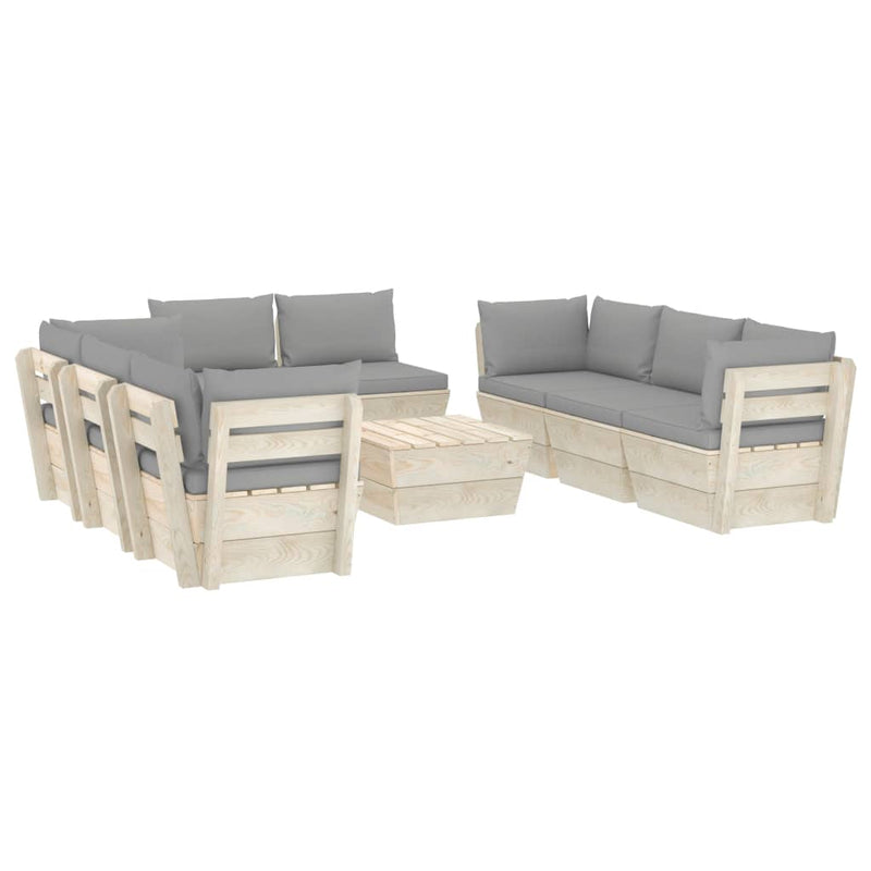 9-delige Loungeset met kussens pallet vurenhout